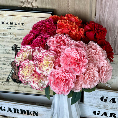 Un buen precio. Floreros artificiales de claveles, flores artificiales de plástico, adornos de alta gama para el salón, productos acabados de flores de boda en línea