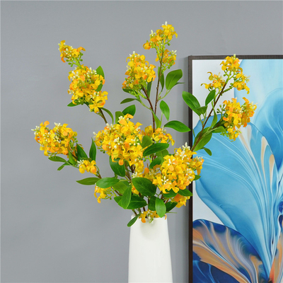 Un buen precio. Mil millas fragancia rama única oro osmanthus flor simulada de alta calidad lila flor sala de estar escritorio seda decoración de flores en línea