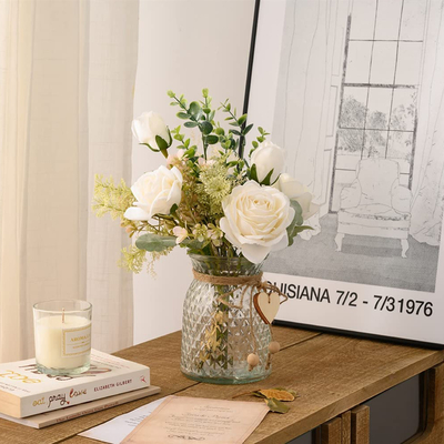 Un buen precio. Amazon fuente ramos de rosas artificiales para el salón y la decoración del hogar, rosas artificiales flores artificiales en línea
