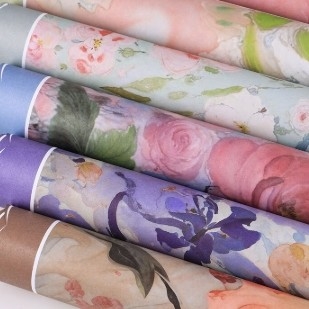 Un buen precio. Concepción artística serie de pintura al óleo arreglo floral papel de embalaje de flores en línea