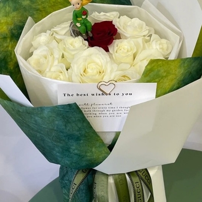Un buen precio. Buquete de flores de papel lavado con tinta, papel de envoltura decorativo del pequeño príncipe, embalaje de papel plano con textura de piedra, flores frescas, materiales de floristería hechos a mano en línea