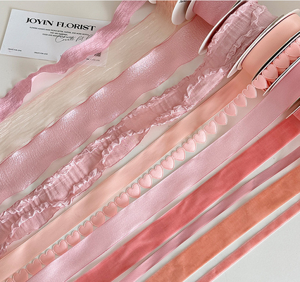 Un buen precio. Cinta de la serie Soft Peach para ramo de flores, correa, San Valentín 2024, horneado DIY, hecho a mano, tejido floral, cinta de 2,5 cm de uso en línea