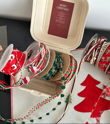 Un buen precio. Materiales florales de bricolaje verde 1cm/5m cinta de tejido navideño para decoración y cajas de regalos en línea