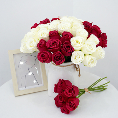 Un buen precio. Simulación de 7 cabezas de rosa mayorista concubina imperial rosa portátil rosa paquete mobiliario para el hogar hotel decoración de la sala de bodas en línea