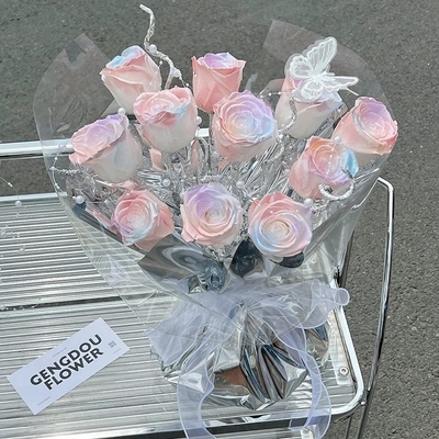 Un buen precio. Princesa Sirena Río Estrella Sueño Jabón Flor Eterna 11 flores Bouquet terminado como regalo de cumpleaños del Festival Qixi en línea
