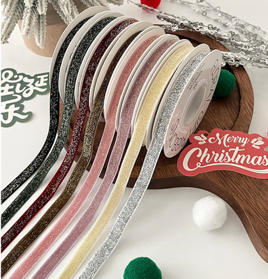 Cinta de satén amarilla para decoraciones navideñas, material lavable para bricolaje