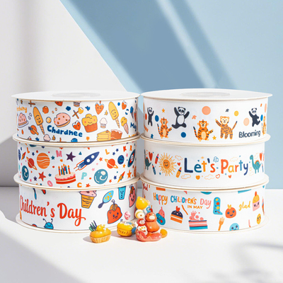 Cintas de bricolaje de alta tenacidad para el Día del Niño, cumpleaños, dibujos animados, cintas para pasteles, correas de regalo para hornear, decoración con gestos de la mano