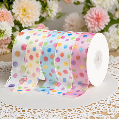Rainbow Wave Dot Ribbon Caja de regalo Embalaje Color Ribbon Pastel de cumpleaños Embalaje de hilo Ribbon Día de los niños Embalaje Cintas decorativas