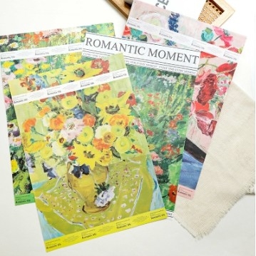 Un buen precio. Papel de embalaje floral Momento romántico 57*57cm Atmósfera de pintura al óleo Arte en muchos colores en línea
