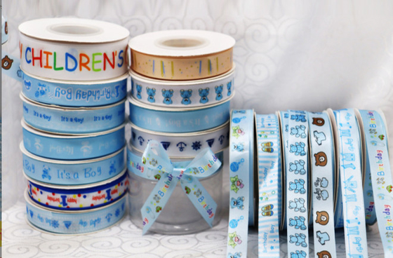 Regalo horneado Bouquet Strap Día de los Niños cinta de embalaje con color de impresión de tejido de poliéster azul