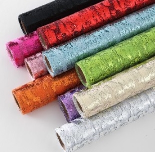 Un buen precio. Papel de embalaje floral de malla hueca y colorida con hilo dorado y muchos colores, papel especial en línea