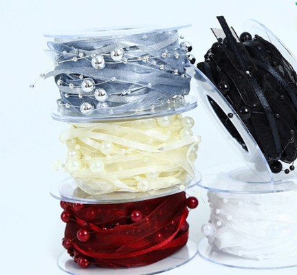 Un buen precio. Perla de amor hilo de perla cinta de cadena de flores material de embalaje con perlas accesorios para el cabello regalo DIY cinta 1cm / 5m Rapidez del color en línea