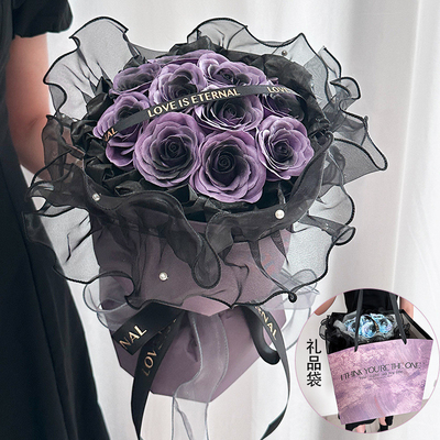 Venta al por mayor de ramos de jabón de mermelada de ciruela, regalos para el Día del Maestro y el Día de San Valentín, regalos de cumpleaños, flores en conserva y ramos de rosas