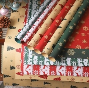 Un buen precio. Papel de embalaje de flores para árbol de Navidad, papel kraft en muchos colores para arreglos DIY en línea