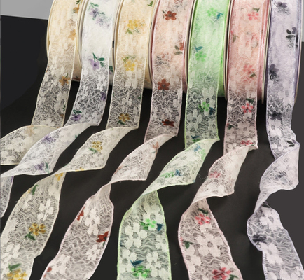 Un buen precio. Cinta de encaje de 2,5 cm/10 m verde para materiales de flores del Día de San Valentín Qixi, ramo de gasa de belleza en línea