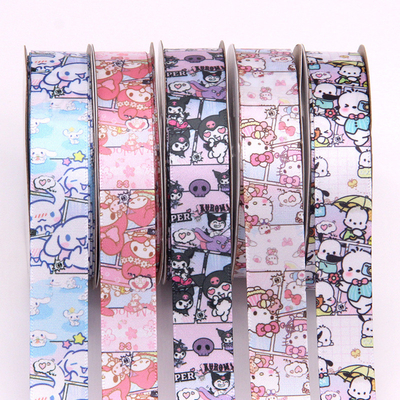 Polyester Sanrio dibujos animados cinta de patrón lindo para artesanías de bricolaje perfecta caja de regalo para estudiantes cinta de embalaje