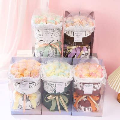 Un buen precio. Romántico pequeño ramo de flores de jabón rosa perfumado, Festival Qixi, Día de San Valentín, regalo de cumpleaños, Día de la Mujer ramo de flores de jabón transfronterizo en línea
