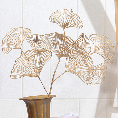 Un buen precio. Bouquet de Hojas de Ginkgo de Año Nuevo Decoración interior dorada Hojas de seda Flores Tianjin Fabricante Procesamiento personalizado Flores falsas en línea