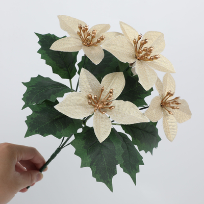 Simulación transfronteriza de poinsettia Decoración navideña, regalos de boda, ramos de flores falsos, adornos de bricolaje, flores simuladas