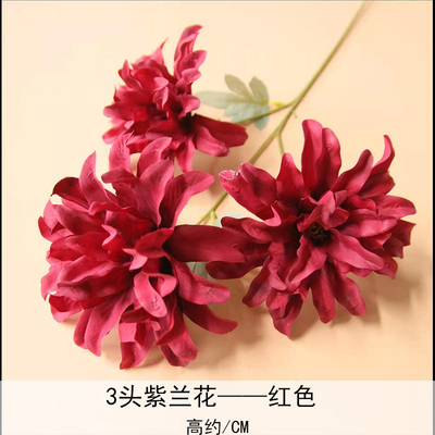 Un buen precio. Flor de simulación de bodas, orquídea púrpura de tres cabezas, flor del salón de bodas, decoración del hogar, flor de seda, fotografía, decoración, ramo en línea