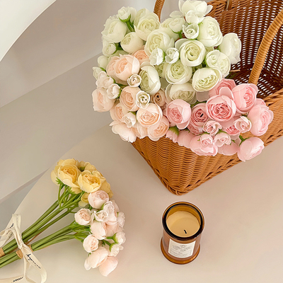Ramo de flores artificiales de loto estilo Ins para salón de bodas, ramo de mano, decoración del hogar fresca y sencilla, accesorios de fotografía
