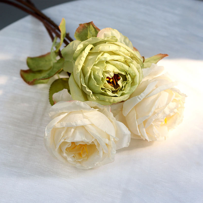 Un buen precio. ins rosa artificial de cabeza grande, rosa de borde carbonizado, flor artificial, flor para decoración del hogar, flor de seda, ramo de bodas en línea