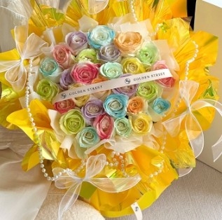 Un buen precio. Papel de envoltura floral impermeable de cristal de cristal de color caramelo para fiestas 57*57cm en línea