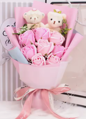 Un buen precio. Caja de regalo con ramo de rosas de jabón, flor artificial de jabón con oso y regalo de boda de San Valentín y cumpleaños Led en línea