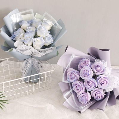 Un buen precio. Buquete de flores de jabón rosa hecho a mano Caja de regalo, Buquete de flores de jabón de fragancia duradera para San Valentín Navidad Regalo de logotipo personalizado de cumpleaños de boda en línea