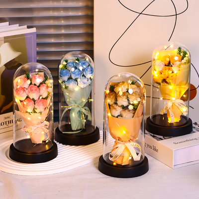 Un buen precio. Buquete de flores de jabón rosa hecho a mano Caja de regalo, Buquete de flores de jabón de fragancia duradera para San Valentín Navidad Regalo de logotipo personalizado de cumpleaños de boda en línea