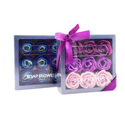 Un buen precio. Caja de regalo de rosas de jabón de baño perfumado floral, jabón de pétalos de rosa de baño de 5 cm de diámetro para San Valentín, madre, Navidad, recuerdo de boda, OEM ODM en línea