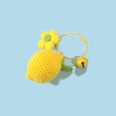 Un buen precio. Lindo Mini llavero de estilo limón llavero de hilo de lana de ganchillo hecho a mano accesorio de bolso de moda en línea
