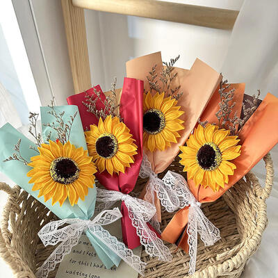Un buen precio. Hermosa flor de girasol jabón flor de ramo de flores artificiales conjunto de regalos de alta estética regalo perfecto para el día de los profesores en línea