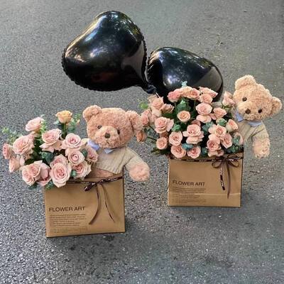 Un buen precio. Calidad Garantizada Unico Rosa Jabón Flor Caja de Regalo Bouquet Con Osito de peluche Flora seca forma redonda Para San Valentín Navidad Navidad Modelo de Decoración de Fiestas en línea