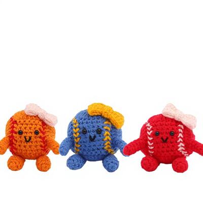 Un buen precio. Venta al por mayor Deportes Béisbol Crochet Amigurumi Hecho a mano Muñecas para decoración Ornamentos Regalos navideños en línea