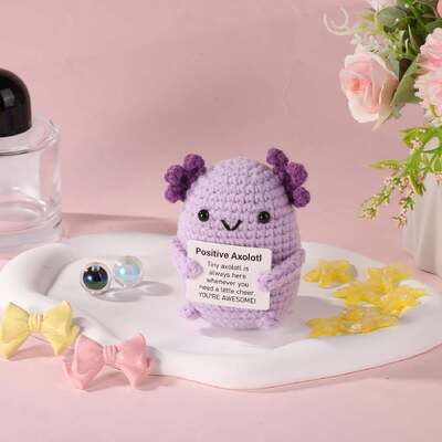 Un buen precio. Apoyo emocional púrpura positivo Axolotl Crochet Mini Animal relleno juguete lindo inspirador para edificante regalo de muñeca de punto en línea
