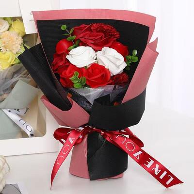 Un buen precio. Mayorista 11 cabezas de rosas artificiales clave de jabón Bouquet de flores para el Día de la Madre y el Día de San Valentín regalo en línea