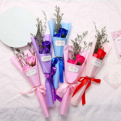 Un buen precio. Venta al por mayor Día de la Madre Regalo de flores Cumpleaños Día de San Valentín Jabón perfumado artificial Ramos de flores de rosas en línea