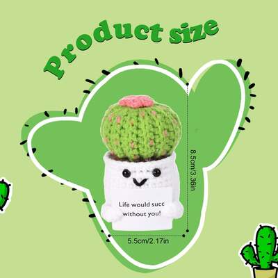 Un buen precio. Positivo Cacto Crochet súper suave Plush animar a la planta de la tarjeta de papa olla de vida divertida Crochet muñeca alivio del estrés regalo decoración en línea