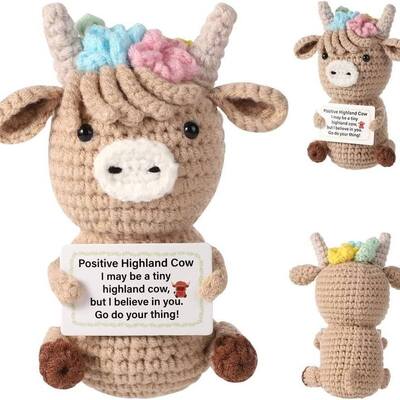 Un buen precio. 100 estilos Mini Potato Positivo Hecho a mano Inspirador Crochet Muñeco de punto Apoyo emocional Regalo de punto Positivo Highland Cow en línea