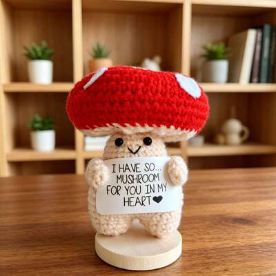 Un buen precio. Artesanía Contemporánea de crochet hecha a mano Pepinillos de hongo de punto Muñeca de apoyo emocional Regalo artículo fresco Otras artesanías en línea