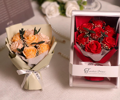 Un buen precio. Regalos del Día de San Valentín Ramo de flores de jabón Regalo de cumpleaños para amigos Flores rosas con caja 17 cm en línea