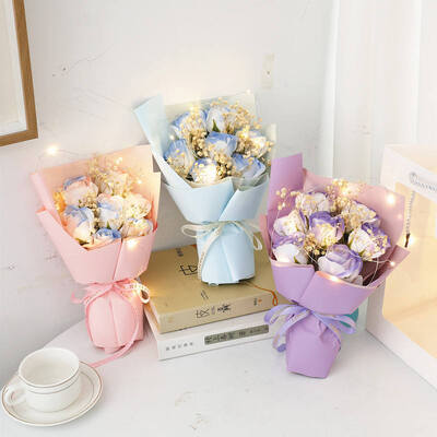 Un buen precio. Día de la Mujer Creativo Estrellar Gypsophila Rosa Jabón Bouquet de flores 20cm Multicolor Envuelto Mini Regalo Floral para Regalos de Multi-Festival en línea