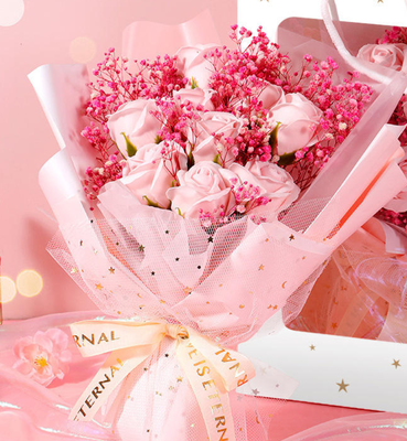 Un buen precio. Flores de jabón regalo de flores artificiales flores de jabón ramo para el día de San Valentín regalo en línea