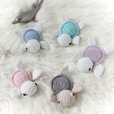 Un buen precio. Juguetes de tortuga de crochet hechos a mano muñecos de tortuga adornos muñecos de Amigurumi juguetes de animales rellenos para bebés niños regalos de tortuga de punto a mano en línea