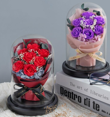 Un buen precio. San Valentín Día de la Madre Flor de Jabón Rosas Regalos Galaxia Flores Artificiales Regalo Jabón Ramo de Flores en Globo de Vidrio en línea