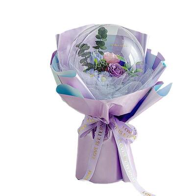 Un buen precio. Flor de jabón de rosas artificiales conservadas Bouquet de pelota Bobo de color personalizado Bouquet de regalo para cumpleaños Decoración de la fiesta del día de San Valentín en línea