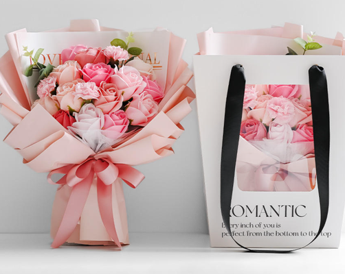 Un buen precio. Regalo de flores artificiales con fragancia de rosas, jabón hecho a mano para siempre, ramo de rosas, ramo de jabón de rosas con purpurina colorida, regalo en línea