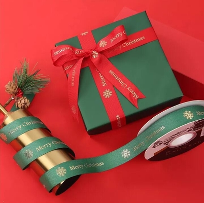 Un buen precio. Cinta roja impresa de la Navidad de la cinta grosgrain 25m m del satén del poliéster en línea
