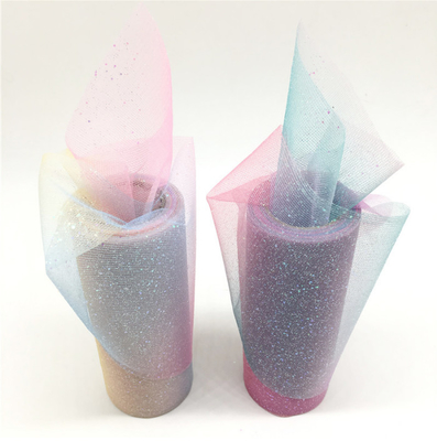 Buen precio el 15cm 10 yardas de la organza de Tulle Rolls de brillo Tulle del arco iris con Crystal Sequin en línea